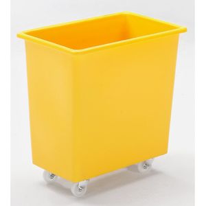 Rechthoekige bak van polyethyleen, verrijdbaar, inhoud 135 liter, geel, vanaf 5 st.