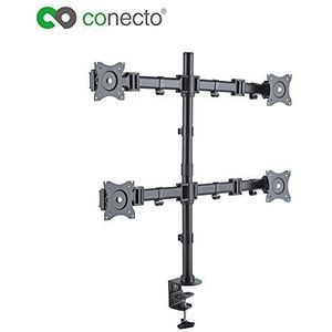 conecto CC50286 bureauhouder voor 4 monitoren 33-69 cm (13-27 inch), kantelbaar -45° tot 45°, draaibaar 180°, draaibaar 360°, in hoogte verstelbaar, draagvermogen max. 8,0kg, VESA 100x100, zwart