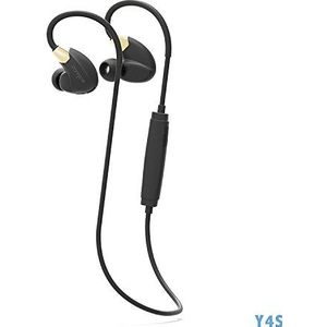 conecto Cannice SC1412 Y4 Bluetooth hoofdtelefoon, in-ear, draadloze 4.1 sport-hoofdtelefoon, stereo met oorlus, bereik 10 m, ultra licht, waterafstotend, zwart/goud