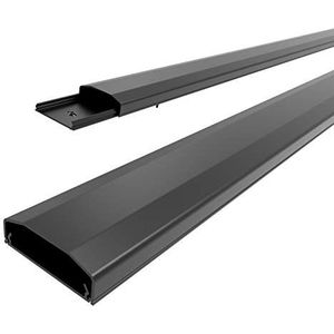 conecto Kabelgoot met 3M plakband, zelfklevend, om te lijmen of te schroeven, van hoogwaardig pvc (lengte 100 cm, breedte 6 cm, hoogte 2 cm) zwart