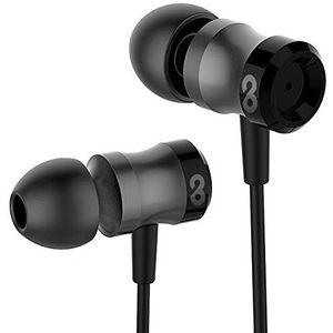 conecto in-ear hoofdtelefoon met microfoon, ultralichte aluminium behuizing, ruisonderdrukking (S, M, L), aramide versterkte kabel (1,2 m), vergulde aansluitingen, zwart