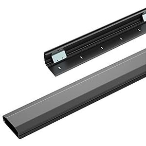conecto Kabelgoot van aluminium voor lijmen of schroeven incl. 3M plakband, 50 cm, breedte: 6 cm, zwart