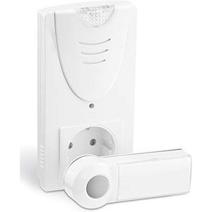 conecto Draadloze deurbelset, knop en bel, 100 meter bereik, 36 beltonen, draadloos, werkt op stroom, wit, SA-CC50232-V2