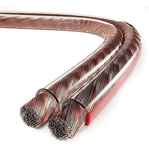 conecto Luidsprekerkabel luidsprekerkabel CCA 2 x 0,75 mm², 20,0 m, audiokabel met polariteitsmarkering voor HiFi-luidsprekers, boxen, subwoofer, transparant