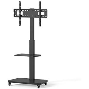 conecto, TV-meubel voor tv's van 37 tot 75 inch, VESA tot 600 x 400, draagvermogen: max. 40 kg, draaibaar (± 35 graden), in hoogte verstelbaar, mobiel, met plank, zwart