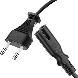 conecto stroomkabel, Euro stekker recht naar IEC C7 rechte stekker, Euro stroomkabel voor huishoudelijke apparaten, 2,00 m, zwart