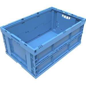 Vouwbox van polypropyleen, inhoud 54 l, zonder deksel, blauw