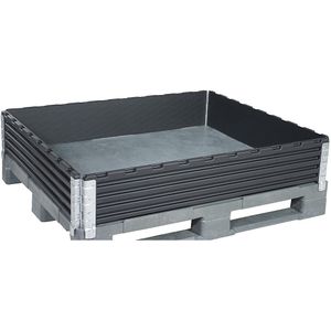 Opzetframe voor pallets, 4 scharnieren, L 1200 x B 1000 x H 200 mm, zwart, 4 stuks