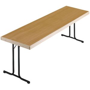 Inklapbare tafel, dubbel T-voetframe, 1700 x 700 mm, frame antraciet, blad beukenhoutdecor