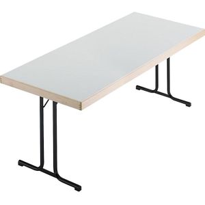 Inklapbare tafel, dubbel T-voetframe, 1500 x 800 mm, onderstel antraciet, tafelblad lichtgrijs