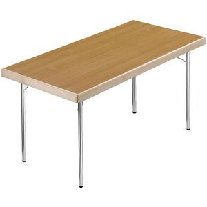 Inklapbare tafel, 4 voetsframe, 1500 x 800 mm, frame verchroomd, blad beukenhoutdecor
