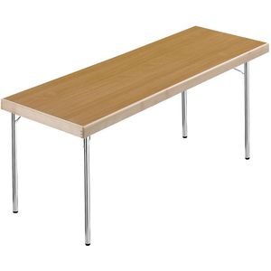 Inklapbare tafel, 4 voetsframe, 1700 x 700 mm, frame verchroomd, blad beukenhoutdecor