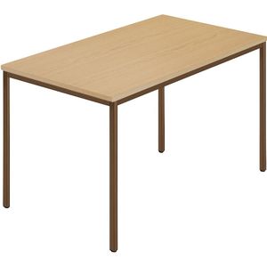 Rechthoekige tafel, vierkante buis met coating, b x d = 1200 x 800 mm, naturel beukenhout / bruin