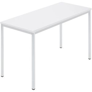 Rechthoekige tafel, vierkante buis met coating, b x d = 1200 x 600 mm, wit / grijs