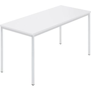 Rechthoekige tafel, vierkante buis met coating, b x d = 1400 x 700 mm, wit / grijs