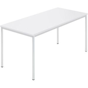Rechthoekige tafel, vierkante buis met coating, b x d = 1500 x 800 mm, wit / grijs