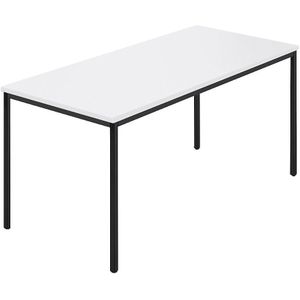 Rechthoekige tafel, vierkante buis met coating, b x d = 1500 x 800 mm, wit / antracietkleurig