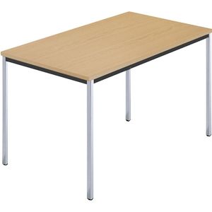 Rechthoekige tafel, met vierkante, verchroomde tafelpoten, b x d = 1200 x 800 mm