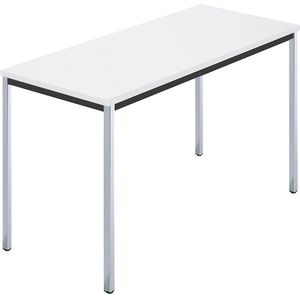 Rechthoekige tafel, met vierkante, verchroomde tafelpoten, b x d = 1200 x 600 mm, wit