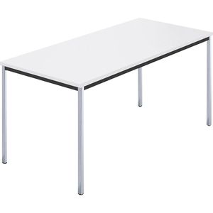 Rechthoekige tafel, met vierkante, verchroomde tafelpoten, b x d = 1500 x 800 mm, wit
