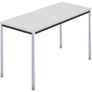 Rechthoekige tafel, met vierkante, verchroomde tafelpoten, b x d = 1200 x 600 mm, grijs