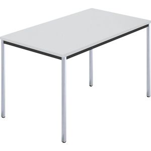 Rechthoekige tafel, met vierkante, verchroomde tafelpoten, b x d = 1200 x 800 mm, grijs