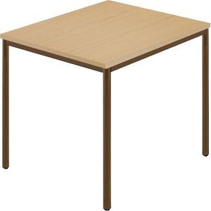 Rechthoekige tafel, ronde buis met coating, b x d = 800 x 800 mm, naturel beukenhout / bruin