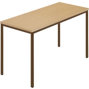 Rechthoekige tafel, ronde buis met coating, b x d = 1200 x 600 mm, naturel beukenhout / bruin