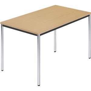Rechthoekige tafel, met ronde, verchroomde tafelpoten, b x d = 1200 x 800 mm