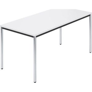Rechthoekige tafel, met ronde, verchroomde tafelpoten, b x d = 1500 x 800 mm, wit