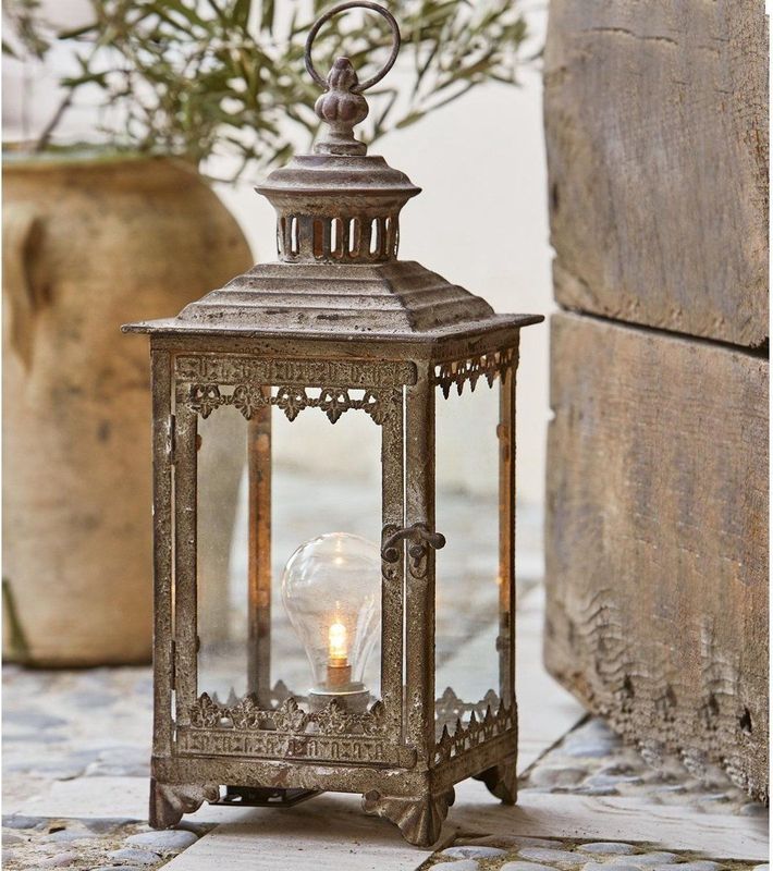 LOBERON - LED-Lantaarn - Antiekbruin - IJzer en Glas