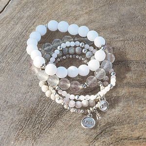 LOBERON Armband set van 5 Chaim wit/grijs