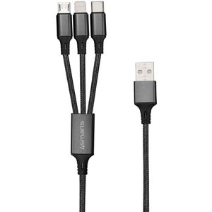 4Smarts Universele  Kabelvork 3-in-1 Kabel Zwart