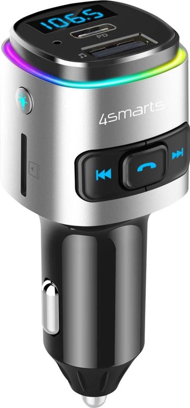 4smarts - Bluetooth FM Muziek Transmitter - Zwart - USB/USB-C Auto Snellader