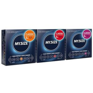 MY.SIZE Classic Premium - Condooms - Proefpakket van 3 - Breedtes van 57, 60, 64 mm - Extra Dun - Veganistisch
