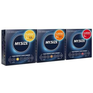 MY.SIZE Condoomset maten 3, 4, 5-53, 57, 60 mm, 3 x 3 stuks - de juiste maat voor iedereen