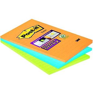 Post-it, gekleurde plaknotities, gevoerde plaknotities, kleurrijke plaknotities en plaknotities, zelfklevende plaknotities voor kantoor en studenten, 3 blokken van 45 vellen formaat 101 x 152 mm