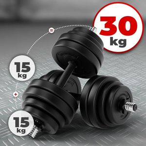 Physionics - Dumbbell Set 30KG - Korte Halterstangen - Stersluitingen - Verstelbaar