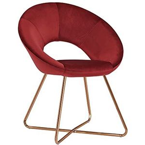 Duhome eetkamerstoel beklede stoel leunstoel fauteuil woonkamerstoel vooraanstaande design 439D, kleur:rood, materiaal:fluweel