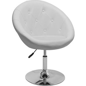 Duhome Loungestoel, in hoogte verstelbaar, kunstleer, make-uptafel, stoel, draaistoel, cocktailstoel met armleuning, voor woonkamer, eetkamer, slaapkamer, wit