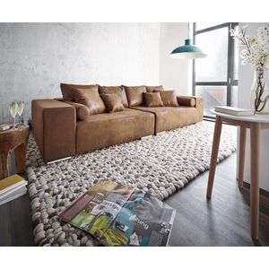 XXL-Bank Marbeya bruin 285x115 cm antiek look met kussen Bigsofa