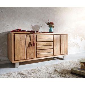 Ladekast Live-Edge acacia natuur147 cm 2 deuren 3 laden boomrand dressoir