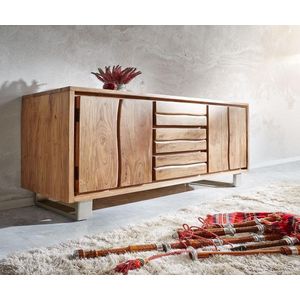 Dressoir Live-Edge acacia natuur 172 cm 4 deuren 3 laden boomrand dressoir