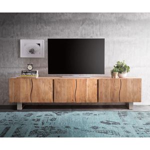 TV-tafel Live-Edge acacia natuur 220 cm 6-deurs massieve boomrand lowboard
