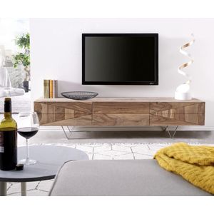 Designer TV-meubel Wyatt 175 cm sheesham natuur 3 lades