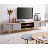 Televisietafel Metropolitan Mango Natuurlijk 240 cm 4 deuren 2 legplanken Beton dressoir