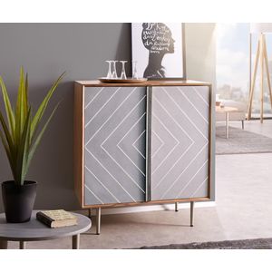 Commode Metropolitan acacia natuur 88 cm 2 deuren filigraan beton RVS sideboard