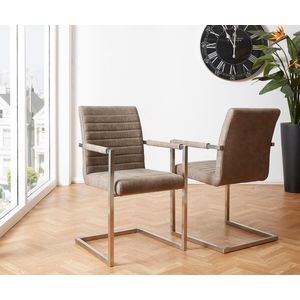 Keukenstoel Earnest taupe vintage frame metaal cantilever stoel