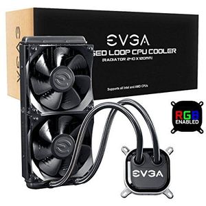 EVGA CLC 240 mm All-In-One RGB LED CPU Liquid Cooler, 2x FX12 120 mm PWM Fans, Intel, AMD, 5 jaar garantie, 400-HY-CL24-V1