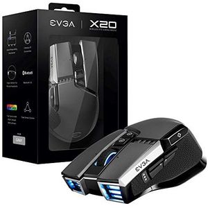 EVGA X20 Gaming-muis, draadloos, grijs, aanpasbaar, 16.000 DPI, 5 profielen, 10 toetsen, ergonomisch 903-T1-20GR-K3